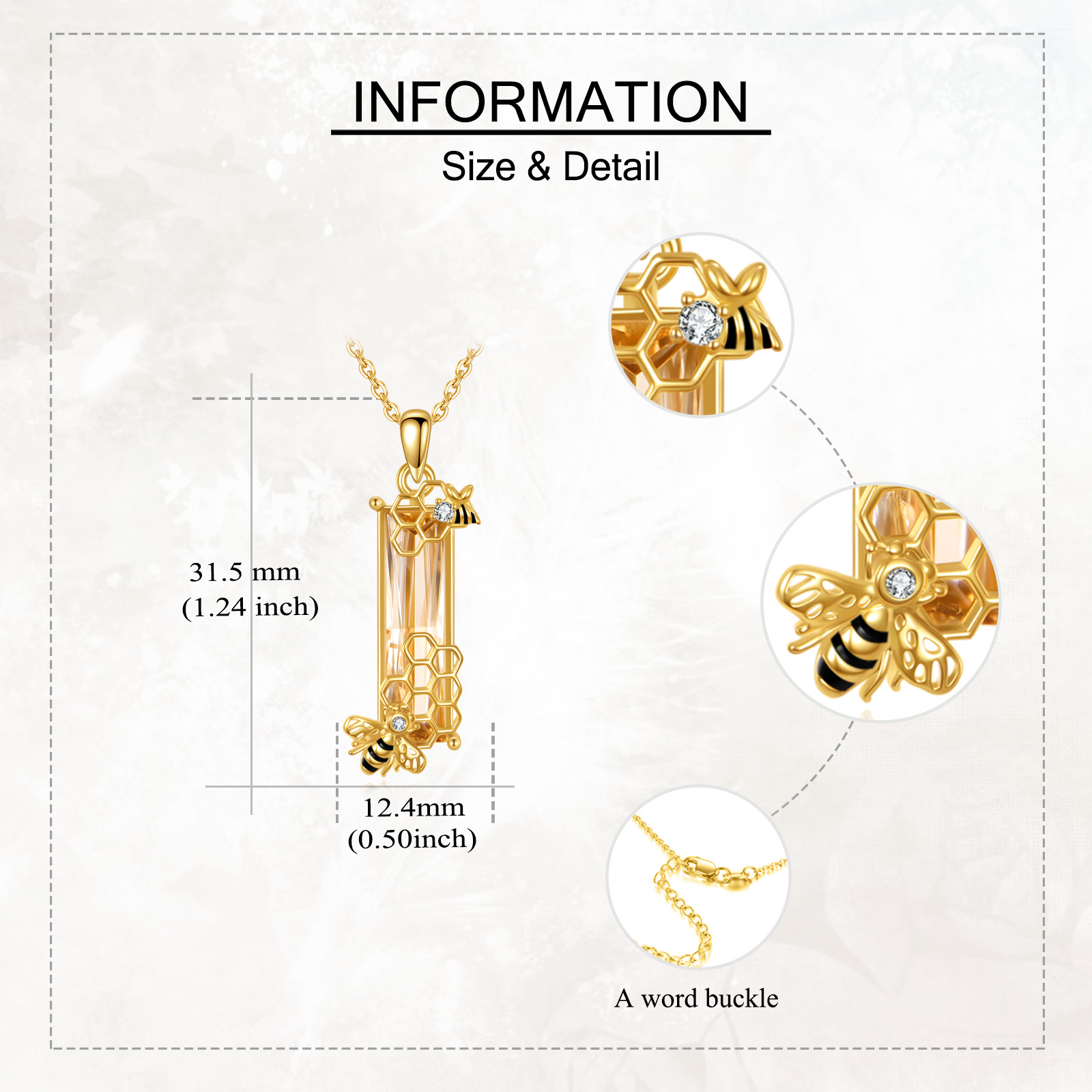 Women's 925 Sterling Silver Bee-Shaped Pendant Necklace